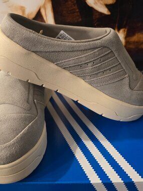 Adidas Originals Rivalry Platform Gray Mule Shoes Nubuck Leather Size 8 NEW